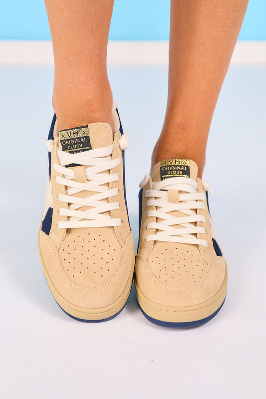 Vintage Havana Navy and Beige Suede Sneakers