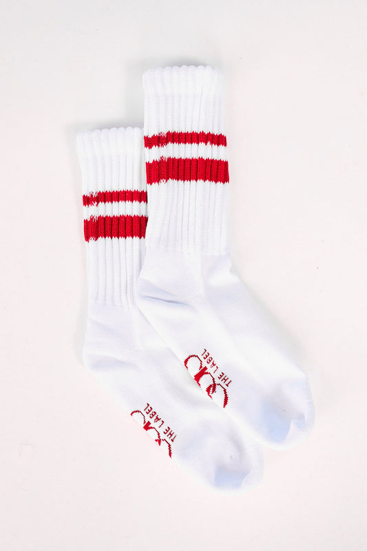 SSYS White Red Stripe Chunky Knit Socks