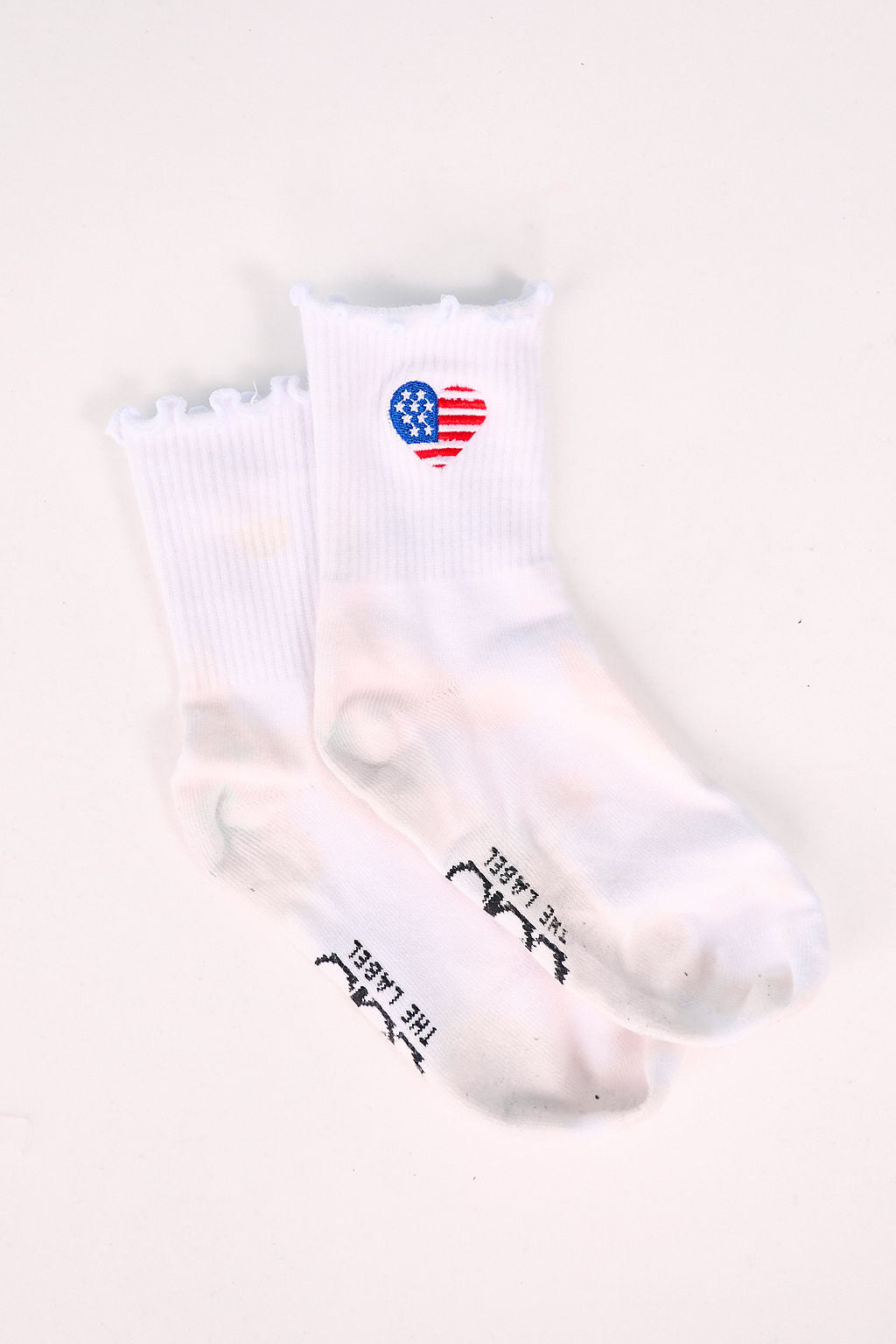 SSYS Heart American Flag Embroidered Ruffle Socks