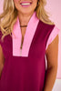 SSYS Maroon and Pink Cap Sleeve Colorblock Air Dress