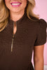 SSYS Lainey Animal Everyday Puff Sleeve Drop Waist Dress In Dark Chocolate