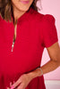 SSYS Lainey Animal Everyday Puff Sleeve Drop Waist Dress In Red