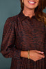 SSYS Emery Long Sleeve Dress In Brown Striped Animal