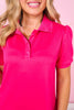 SSYS Collared Puff Short Sleeve Air Dress In Dark Pink