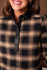 SSYS Susannah Drop Waist Ruffle Hem Shirt Dress In Dark Brown Plaid
