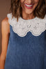 SSYS Hensley Denim Shift Dress With Lace Collar
