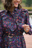 SSYS Iliana Ruffle Detail Long Sleeve Maxi Dress In Plum Botanical