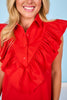 SSYS Finley Sleeveless Ruffle Detail Dress In Red