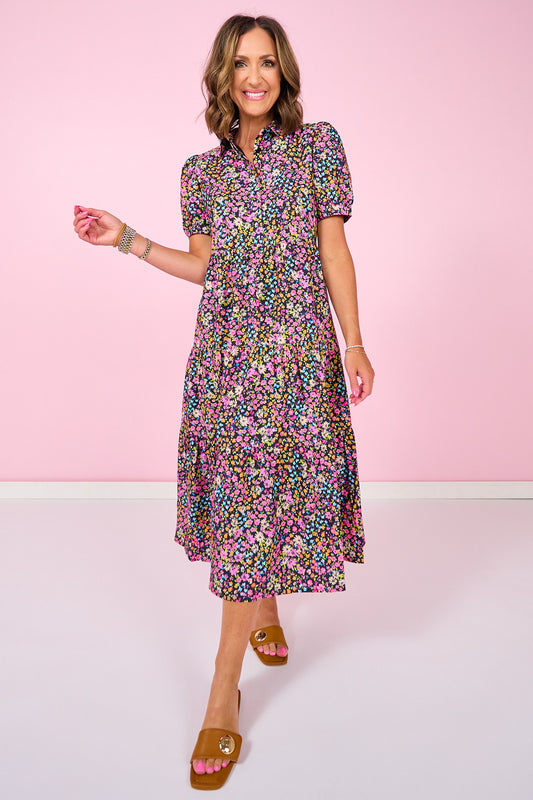 SSYS Emery Short Sleeve Dress In Wildflower