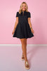 SSYS Lainey Animal Everyday Puff Sleeve Drop Waist Dress In Black