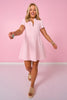 SSYS Lainey Animal Everyday Puff Sleeve Drop Waist Dress In Pink