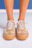 Beige Suede Court Sneakers