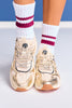 Beige and Gold Chunky Athletic Sneakers