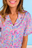 SSYS Connie Printed Short Sleeve Pajama Shorts Set In Wildflower Sky