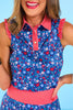 SSYS Freedom Floral and Red Gingham Mixed Print Sleeveless Ruffle Polo and Pleated Scallop Skort Pickleball Set *FINAL SALE*