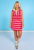 SSYS Landon Color Block Stripe Rugby Sleeveless Top and Peyton Skort Set In Red Pink