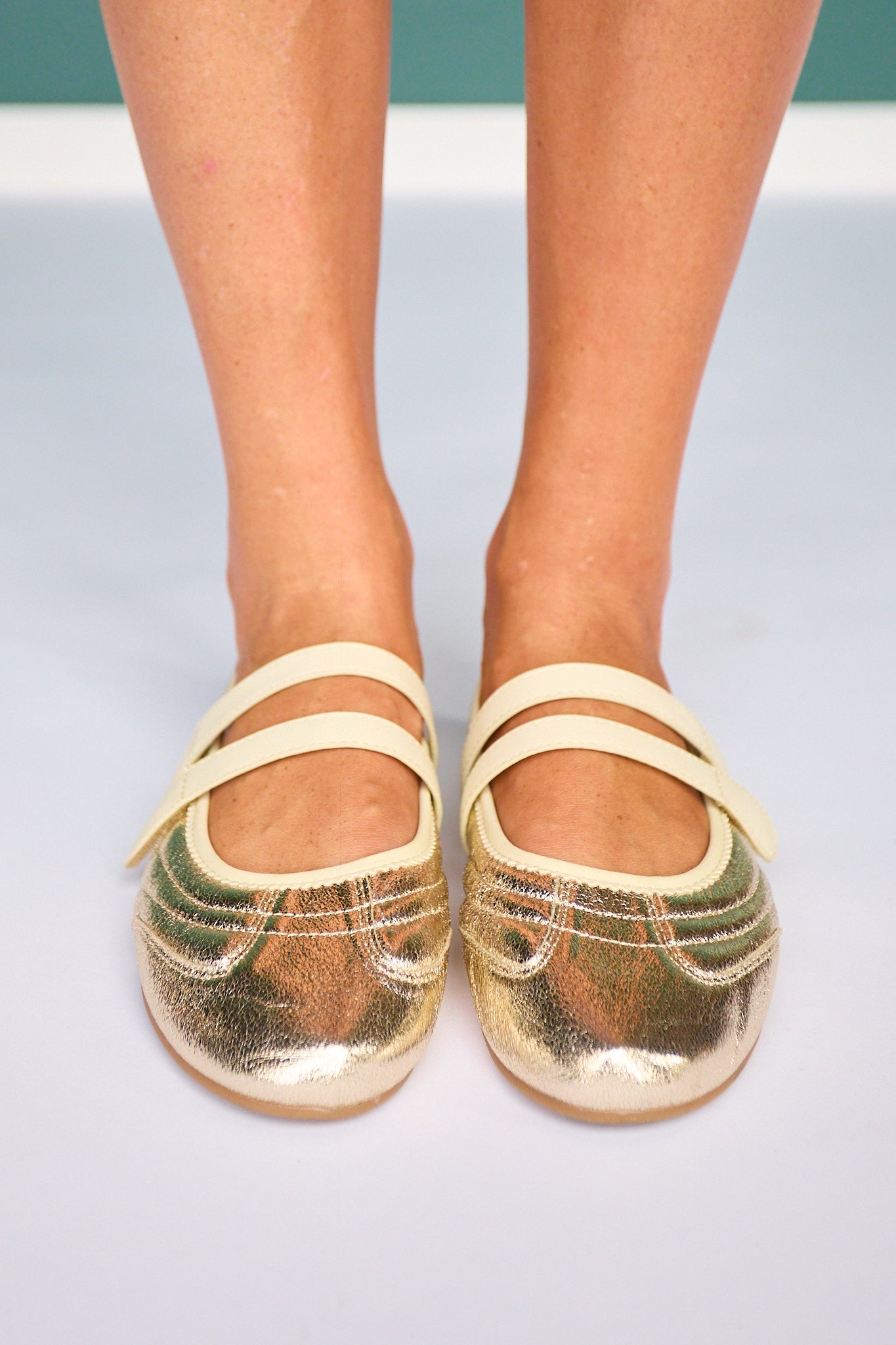 Shu Shop Gold Metallic Mary Jane Sneaker Flats