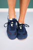 Navy Mesh Retro Runner Sneakers