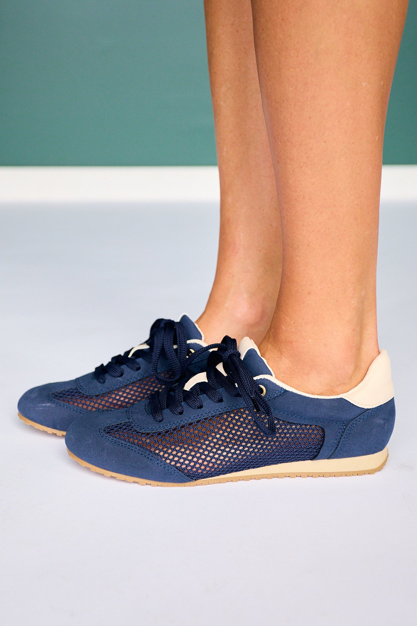 Navy Mesh Retro Runner Sneakers