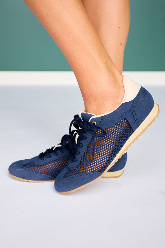 Navy Mesh Retro Runner Sneakers