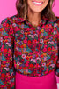 SSYS Becca Contrast Piping Button Down Top In Pink Floral