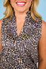 SSYS Peyton Sleeveless Scuba Frill Neck Top In Animal