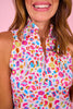 SSYS Peyton Sleeveless Scuba Frill Neck Top In Bold Animal