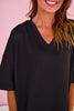 SSYS Black V Neck Air Tent Top