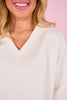SSYS Ivory V Neck Air Tent Top