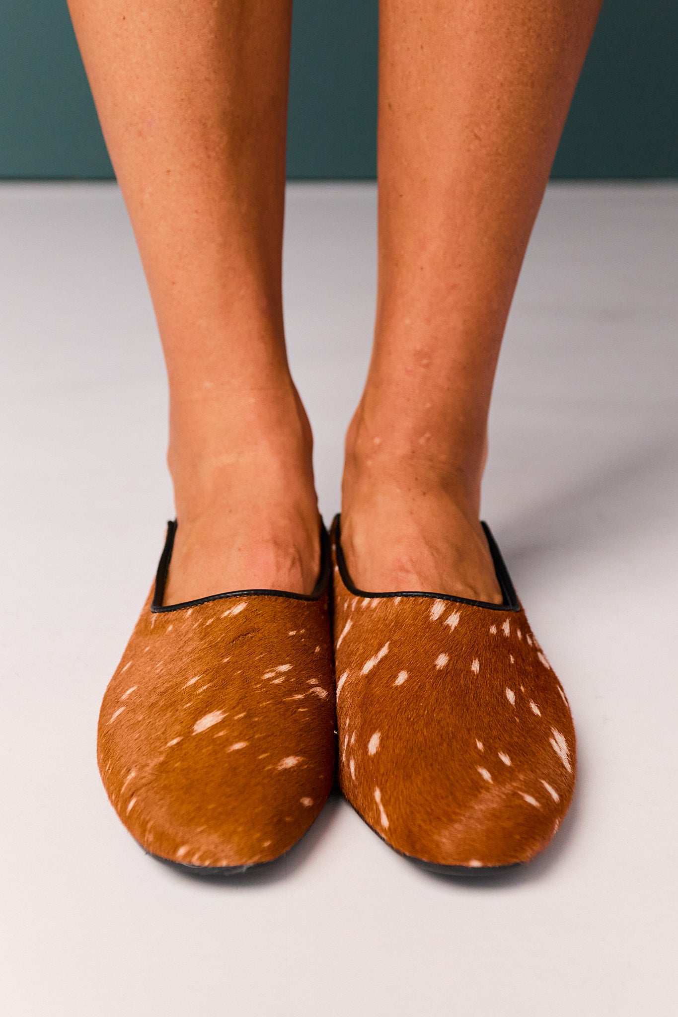 Tan Spotted Animal Leather Flats