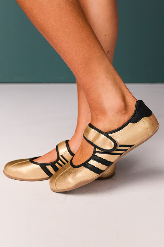 Shu Shop Gold Metallic Mary Jane Sneakers
