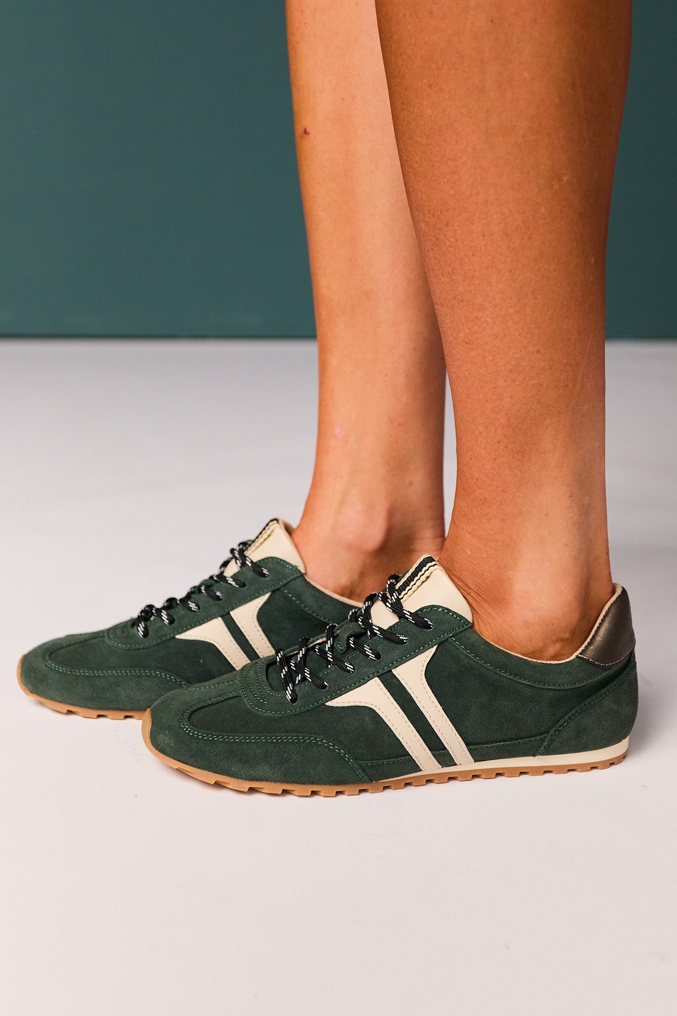 Shu Shop Forest Green Suede Retro Sneakers