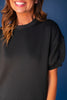 SSYS Crew Neck Short Sleeve Scuba Top In Black