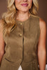 SSYS Sage Suede Inverted Vest In Dusty Olive
