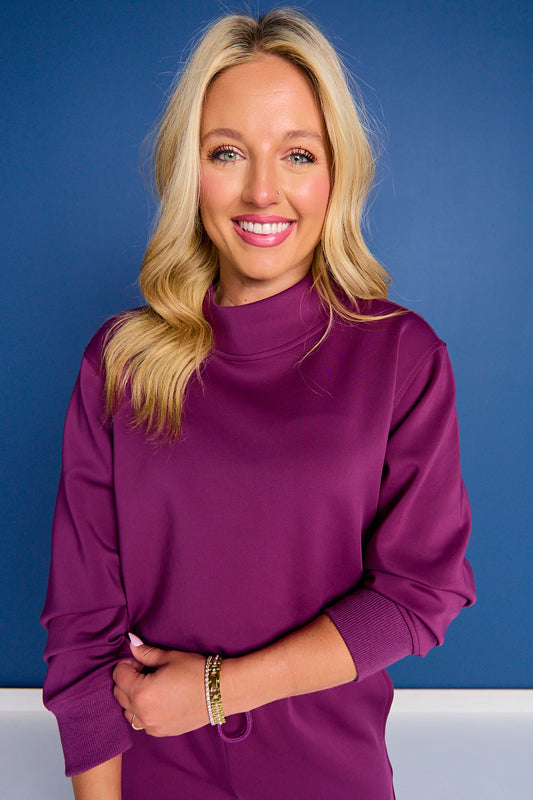 SSYS Scuba Cowl Neck Sweatshirt In Plum