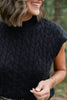 SSYS Giselle Cap Sleeve Cable Knit Mock Neck Sweater In Black
