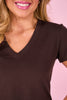 *ETA SEPT* SSYS Signature V Neck Tee Shirt In Chocolate *FINAL SALE*