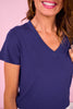 SSYS Signature V Neck Tee Shirt In Navy