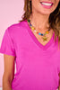 SSYS Signature V Neck Tee Shirt In Orchid