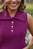 SSYS Thelma Button Turtleneck Sleeveless Sweater In Deep Orchid