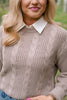 SSYS Henley Open Weave Long Sleeve Sweater In Light Taupe