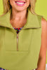 SSYS Ainsley Sleeveless Cropped Air Pullover In Light Olive