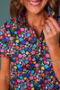 SSYS Scuba Short Sleeve Zip Up Top In Bright Petal Party