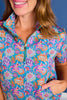SSYS Scuba Short Sleeve Zip Up Top In Electric Floral