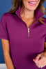 SSYS Scuba Short Sleeve Zip Up Top In Plum