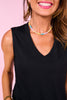 SSYS Signature V Neck Sleeveless Tank In Black