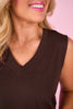 *ETA SEPT* SSYS Signature V Neck Sleeveless Tank In Chocolate *FINAL SALE*