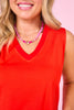 SSYS Signature V Neck Sleeveless Tank In Red
