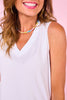 SSYS Signature V Neck Sleeveless Tank In White