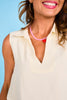 SSYS Jayla Crepe V Neck Sleeveless Top In Ivory